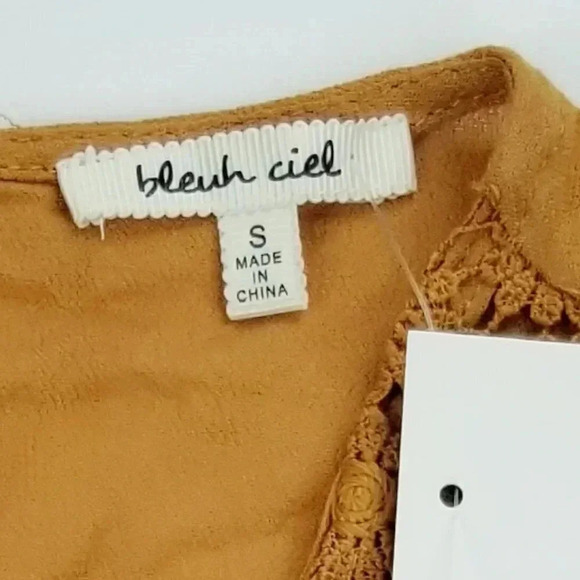 Bleuh Ciel Small Women's Burnt Orange Floral Crochet Lace Rayon Tank Top - Picture 3 of 8